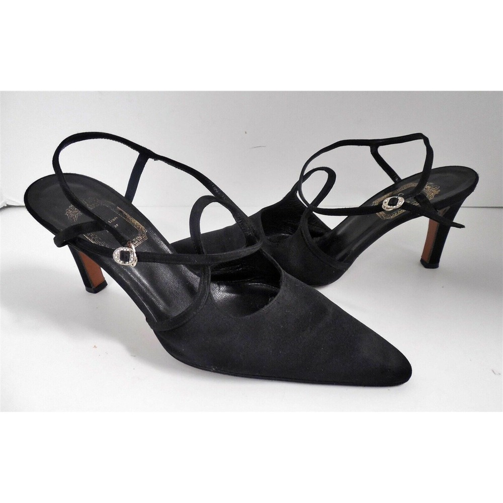 Christian Dior Black Satin Ankle Strap Heels‎ 37 Italy